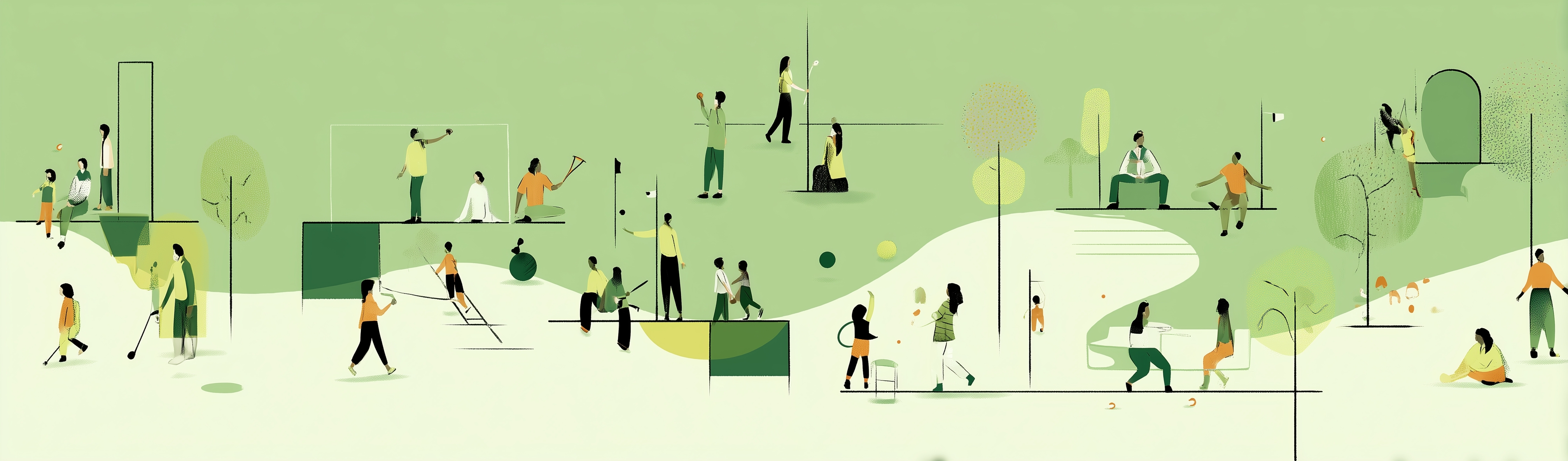 Our Design Approach - Illustration of people engaged in various design activities