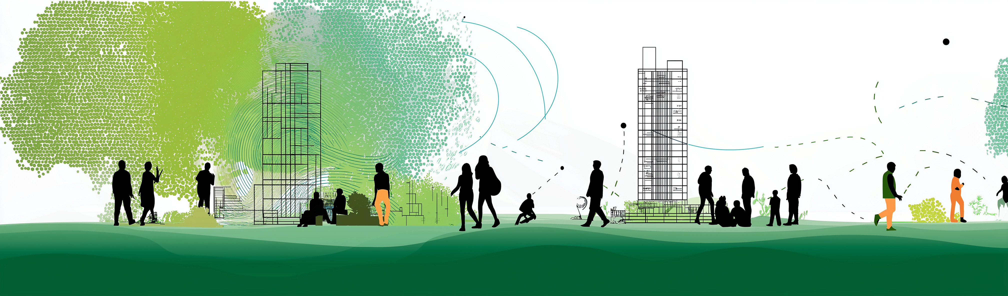 Movement-First Design - People engaging in public space with architectural elements